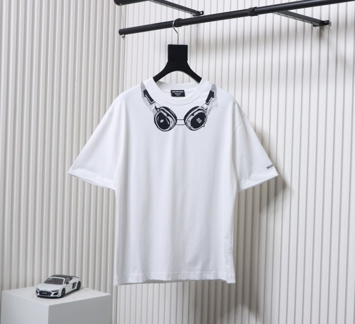 Balenciaga Diamond Headphones T-shirt White