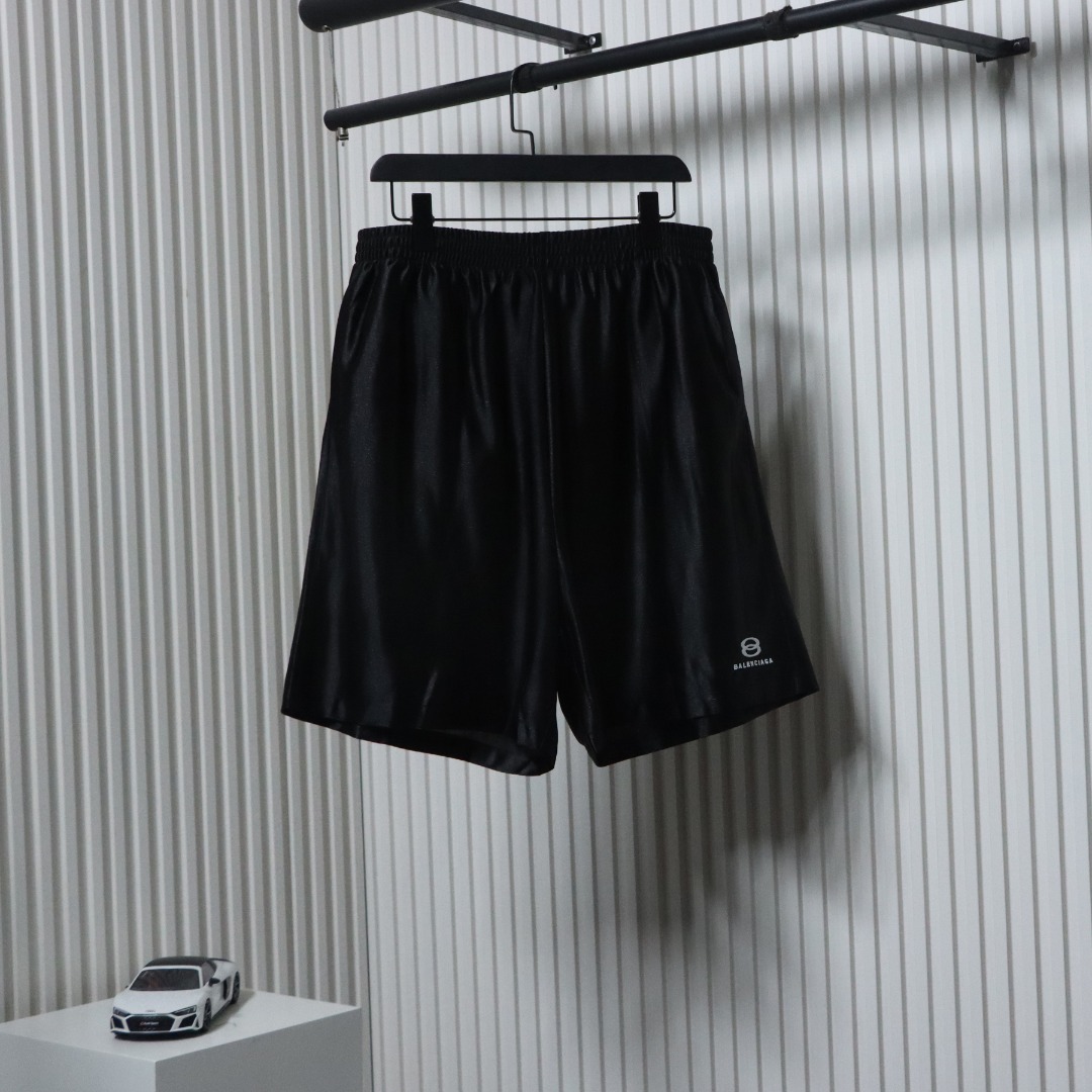 Balenciaga Logo Embroidered Shorts Black
