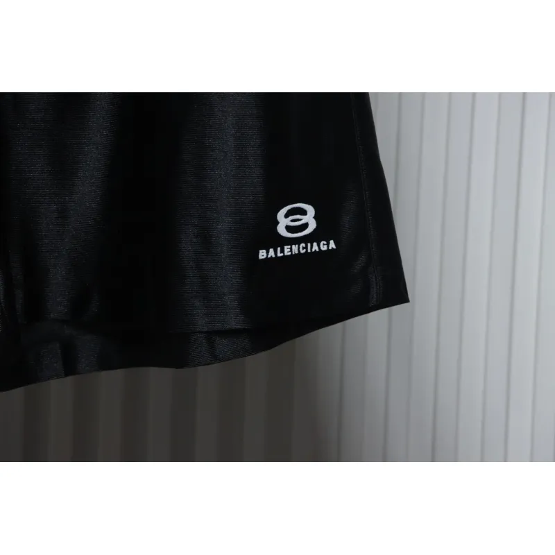 Balenciaga Logo Embroidered Shorts Black