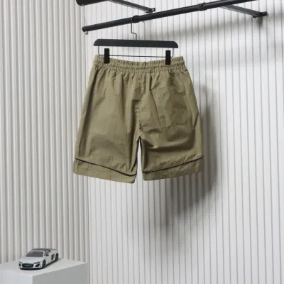 Balenciaga Plaid Letter Embroidered Shorts Khaki 02