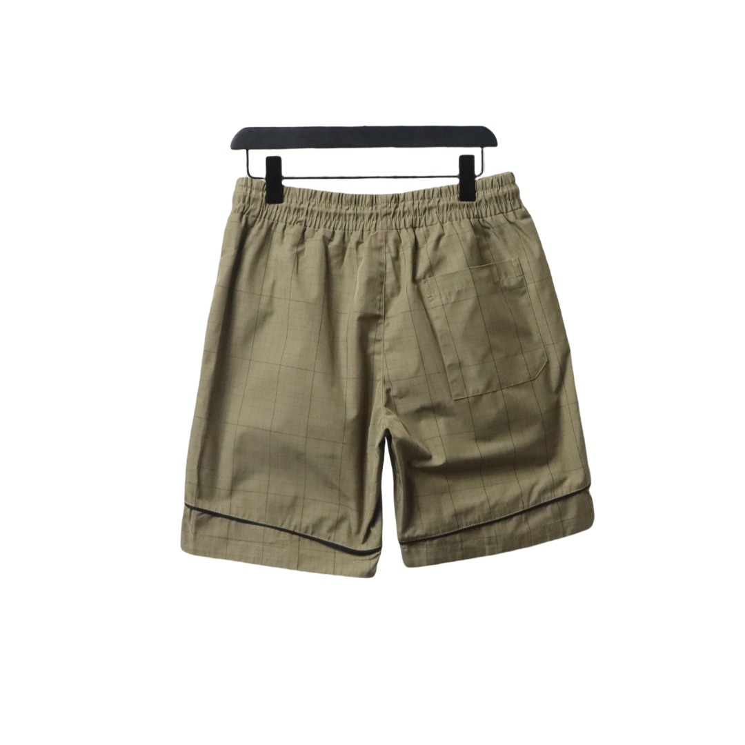 Balenciaga Plaid Letter Embroidered Shorts Khaki