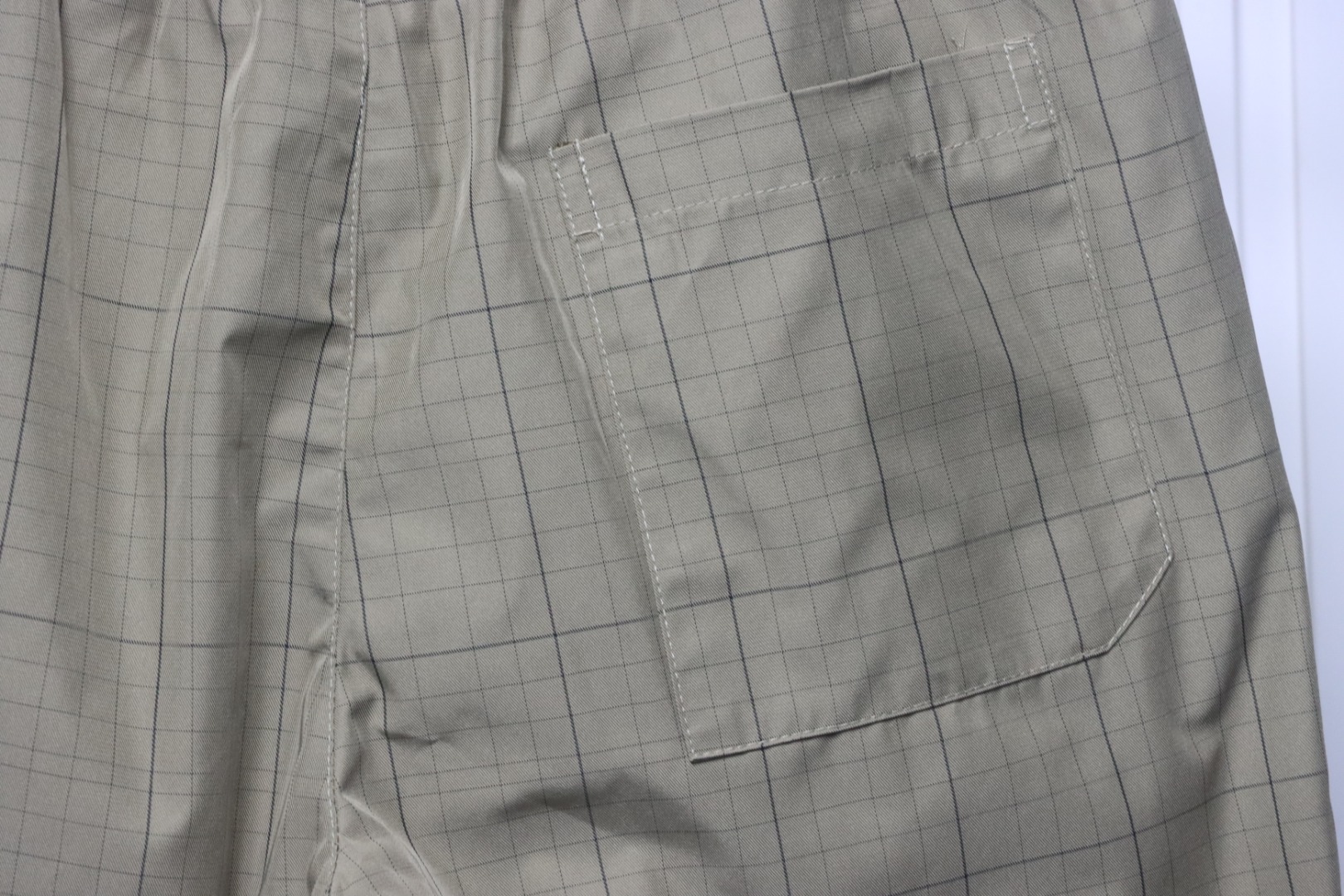 Balenciaga Plaid Letter Embroidered Shorts Khaki