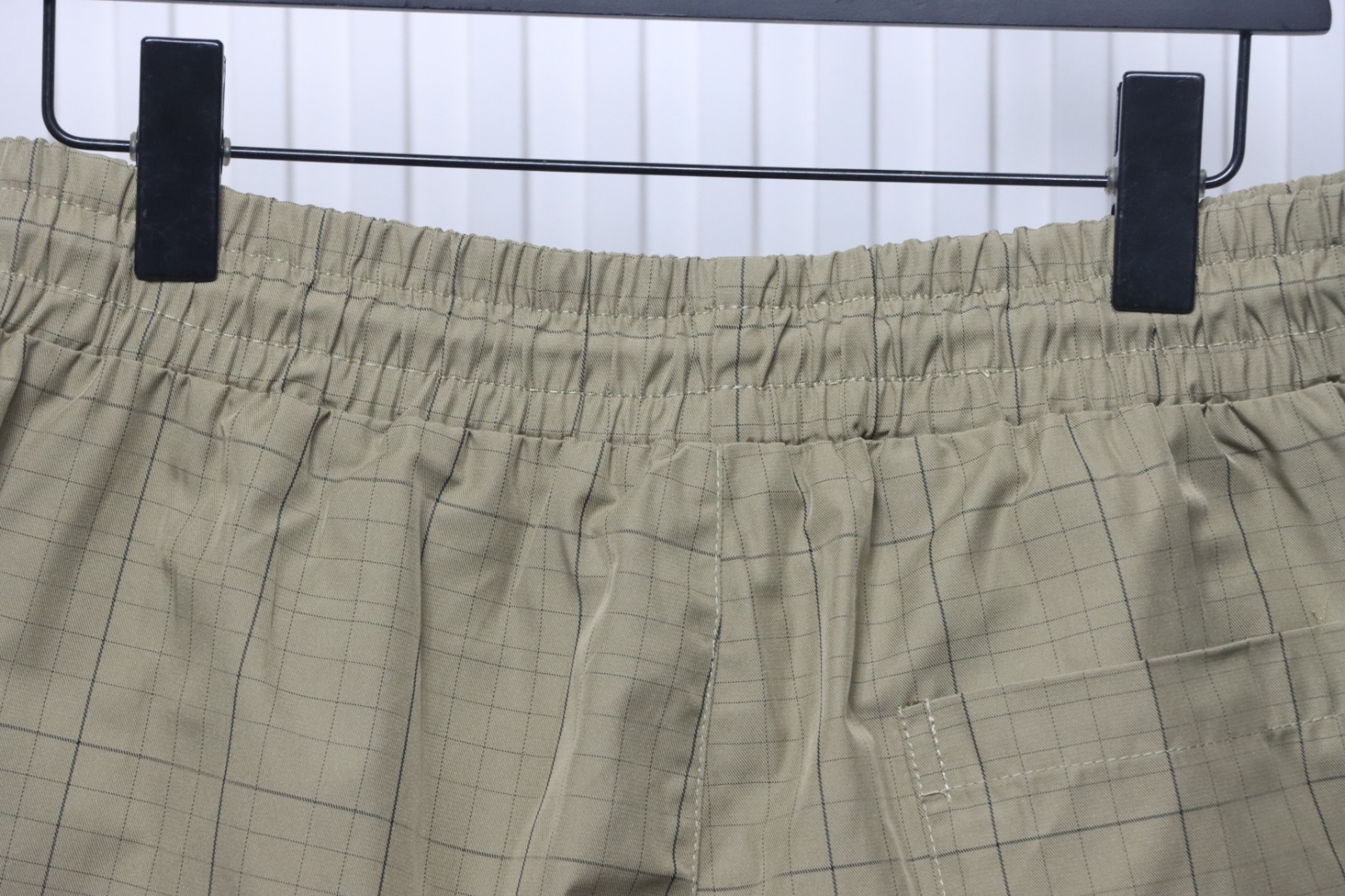 Balenciaga Plaid Letter Embroidered Shorts Khaki