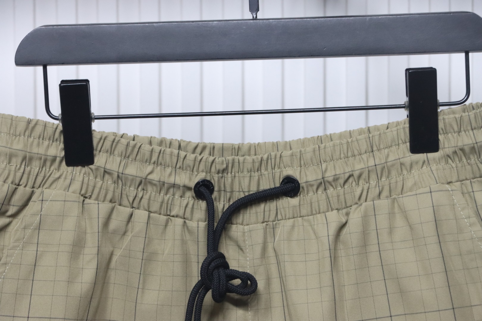 Balenciaga Plaid Letter Embroidered Shorts Khaki