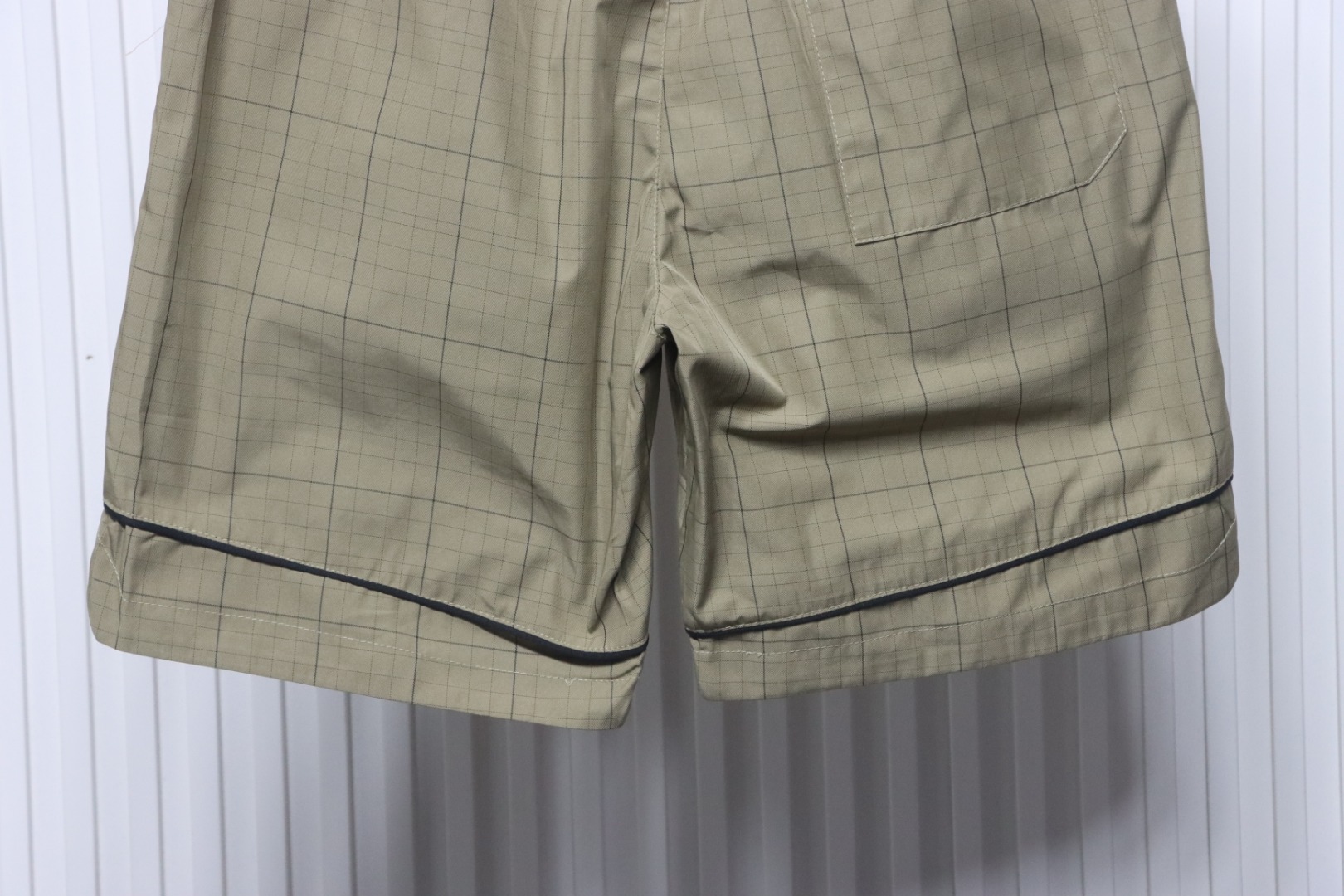 Balenciaga Plaid Letter Embroidered Shorts Khaki