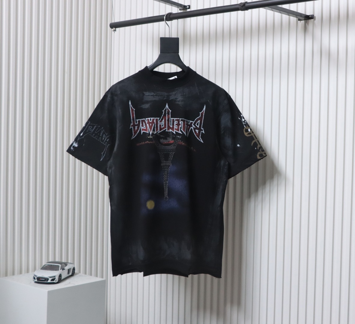 Balenciaga Reflection Moonlight Night Eiffel Tower T-shirt Black