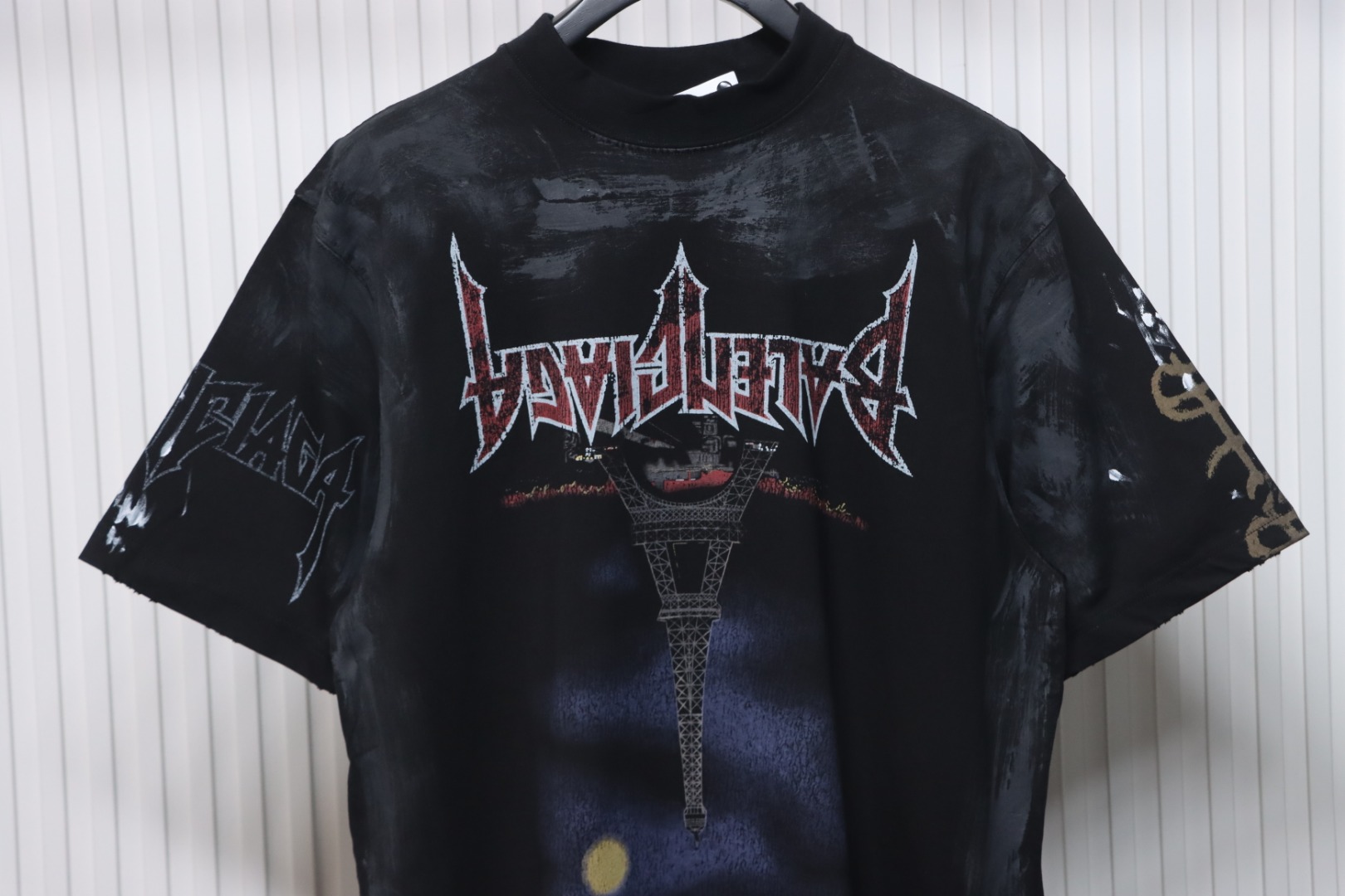 Balenciaga Reflection Moonlight Night Eiffel Tower T-shirt Black