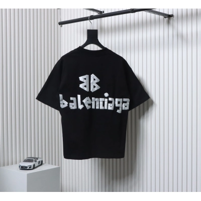 Balenciaga Tape Lettering Distressed T-shirt Black  02