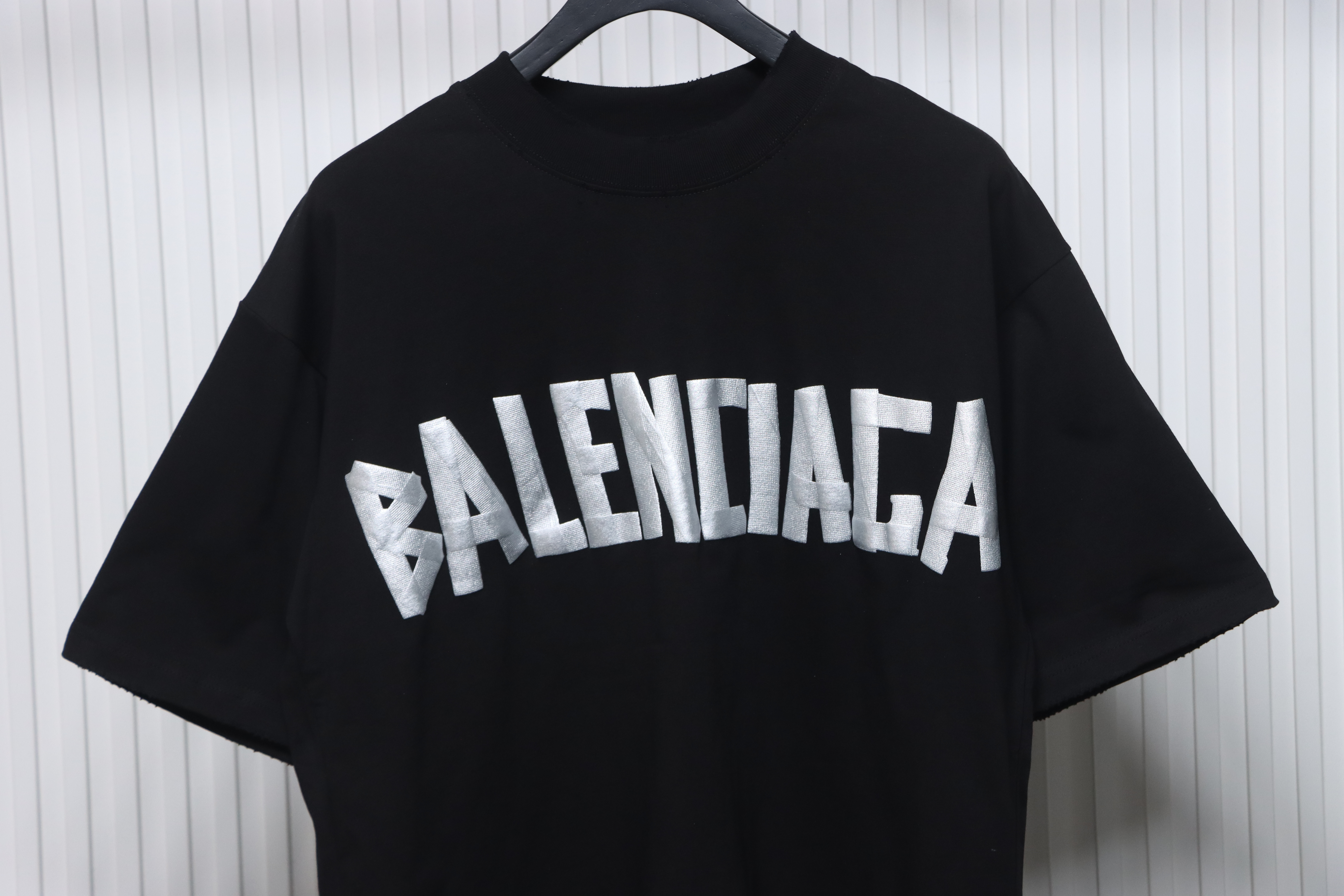 Balenciaga Tape Lettering Distressed T-shirt Black 