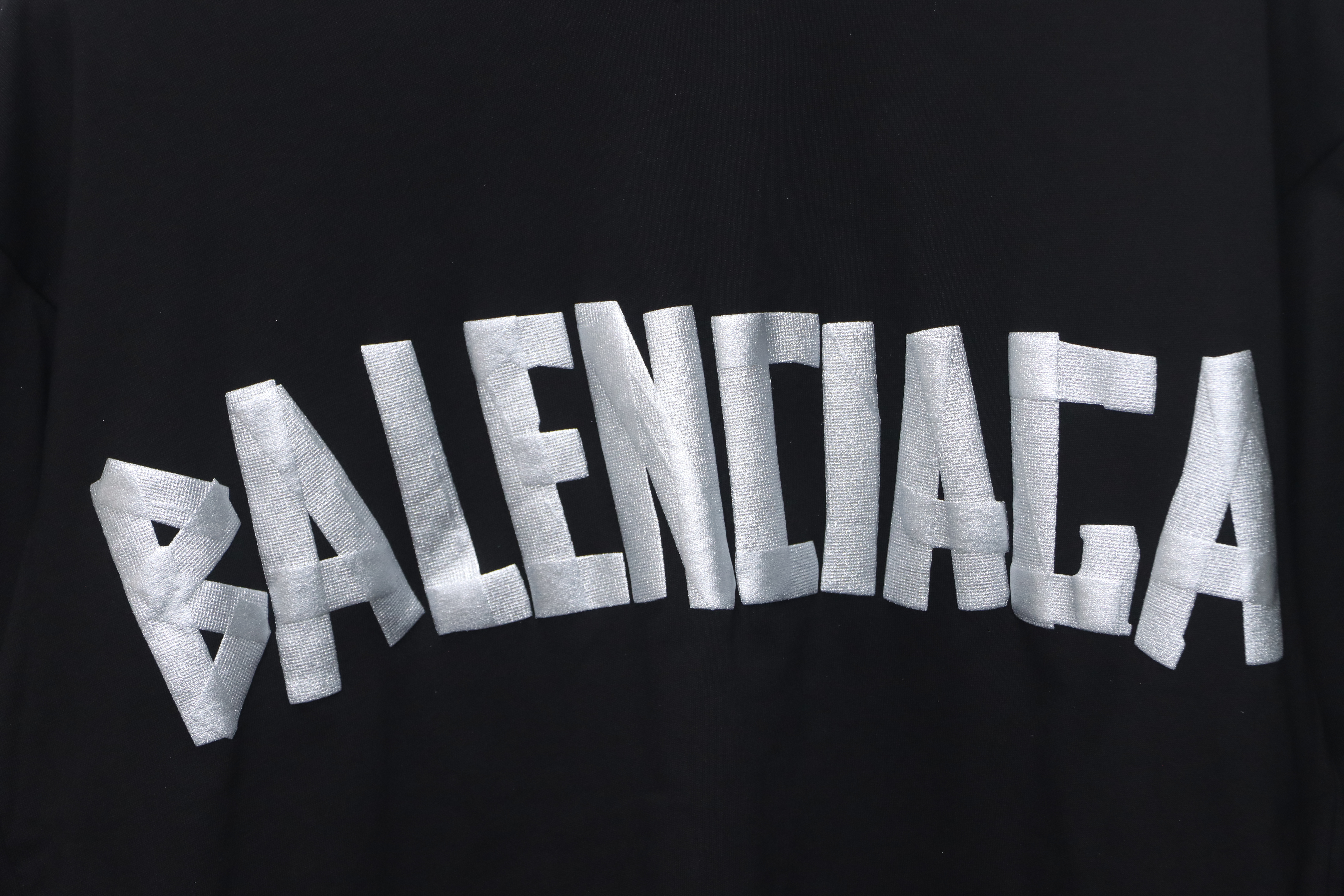Balenciaga Tape Lettering Distressed T-shirt Black 