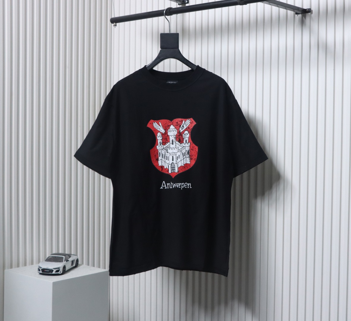 Balenciaga Reverse-wear Castle Print Ripped T-shirt Black