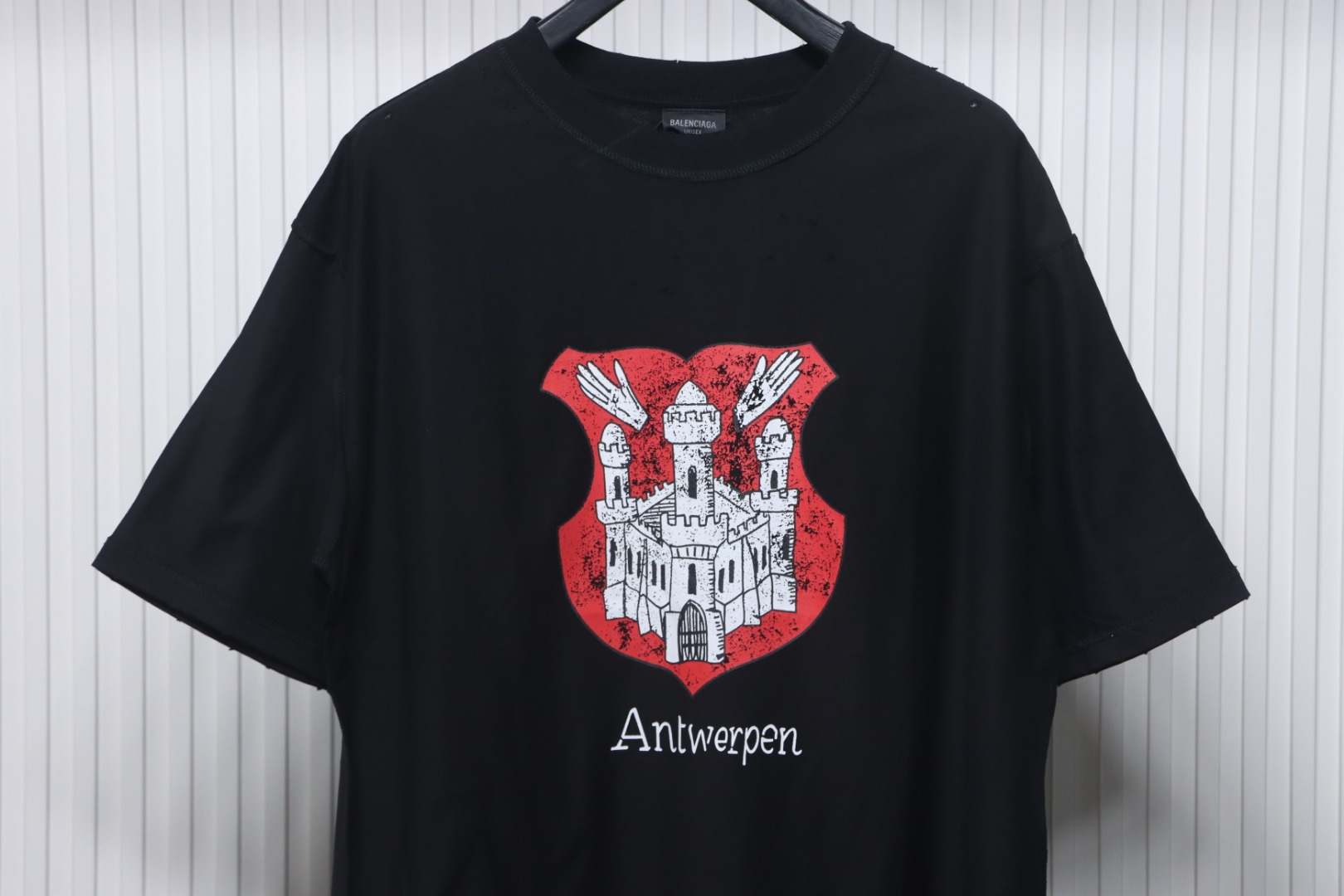 Balenciaga Reverse-wear Castle Print Ripped T-shirt Black