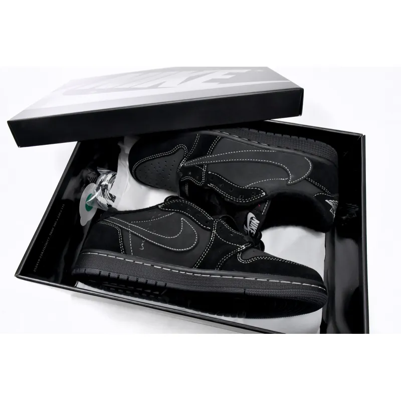 TOP Version Travis Scott x Air Jordan 1 Low OG SP Black Phantom DM7866-001