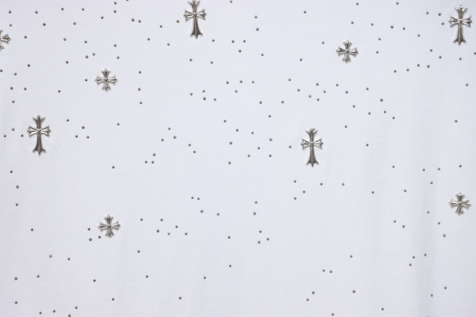 Chrome Hearts 2024ss Metal Cross Star Diamond Couple Casual T-shirt White