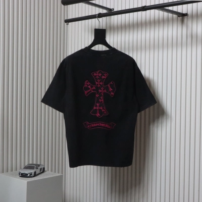 Chrome Hearts 25ss Catwalk Cross Patch Embroidery Washed Burnt Flower T-shirt Black 02