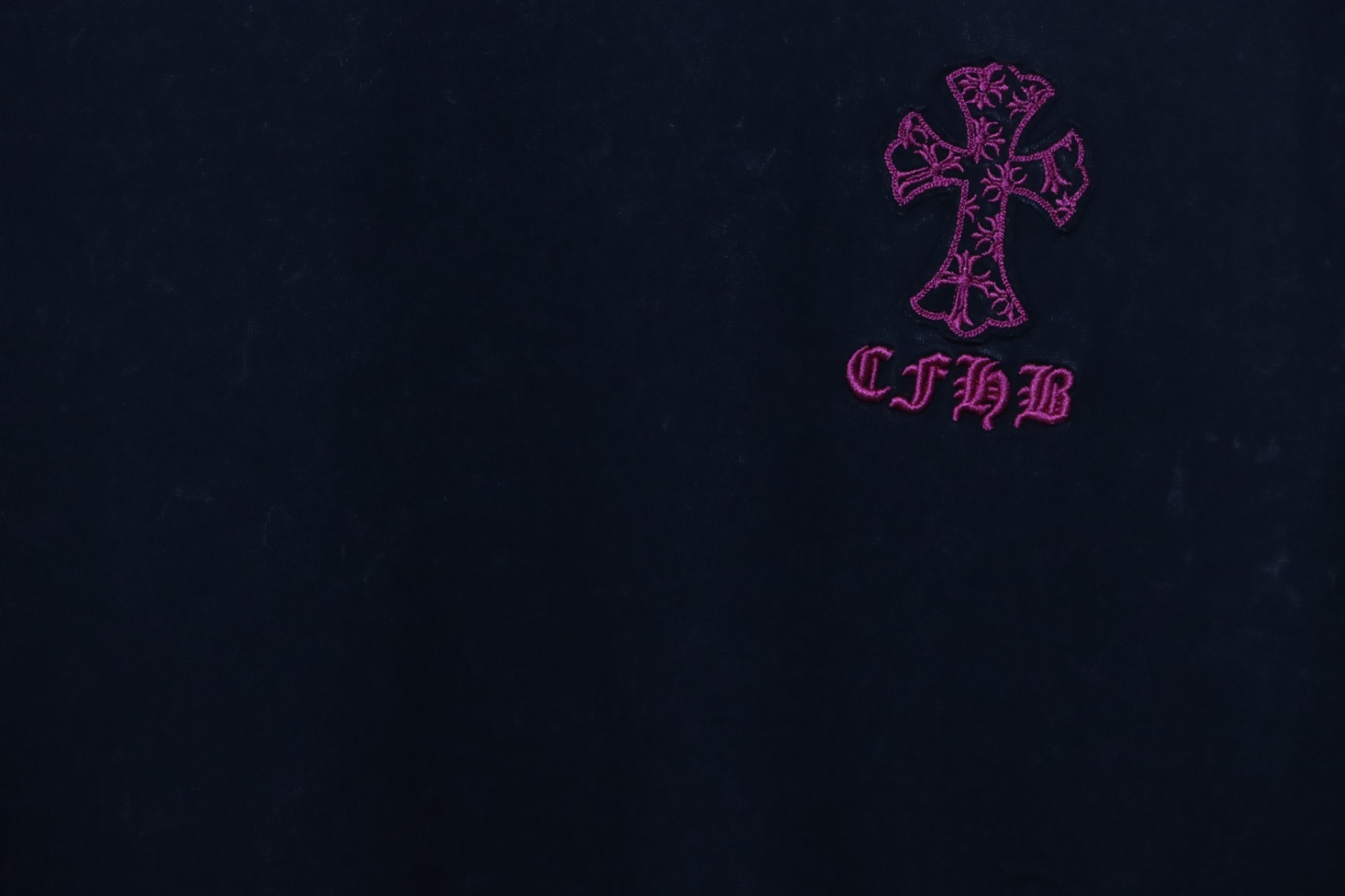 Chrome Hearts 25ss Catwalk Cross Patch Embroidery Washed Burnt Flower T-shirt Black