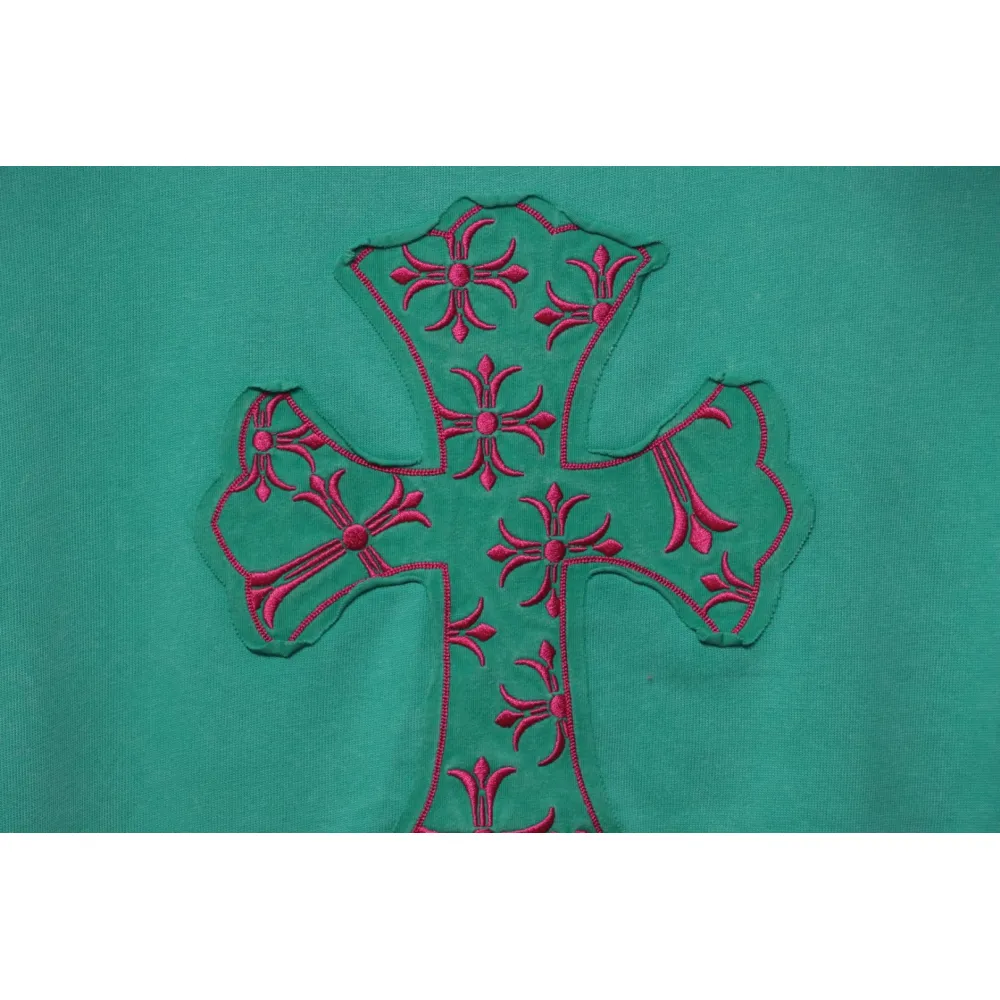 Chrome Hearts 25ss Catwalk Cross Patch Embroidery Washed Burnt Flower T-shirt Green