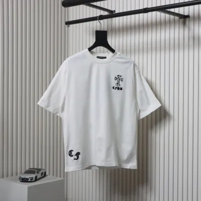 Chrome Hearts 25ss Catwalk Cross Patch Embroidery Washed Burnt Flower T-shirt White 01