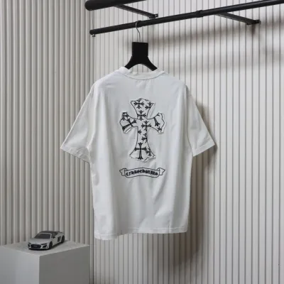 Chrome Hearts 25ss Catwalk Cross Patch Embroidery Washed Burnt Flower T-shirt White 02