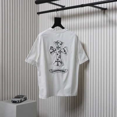 Chrome Hearts 25ss Catwalk Cross Patch Embroidery Washed Burnt Flower T-shirt White 02