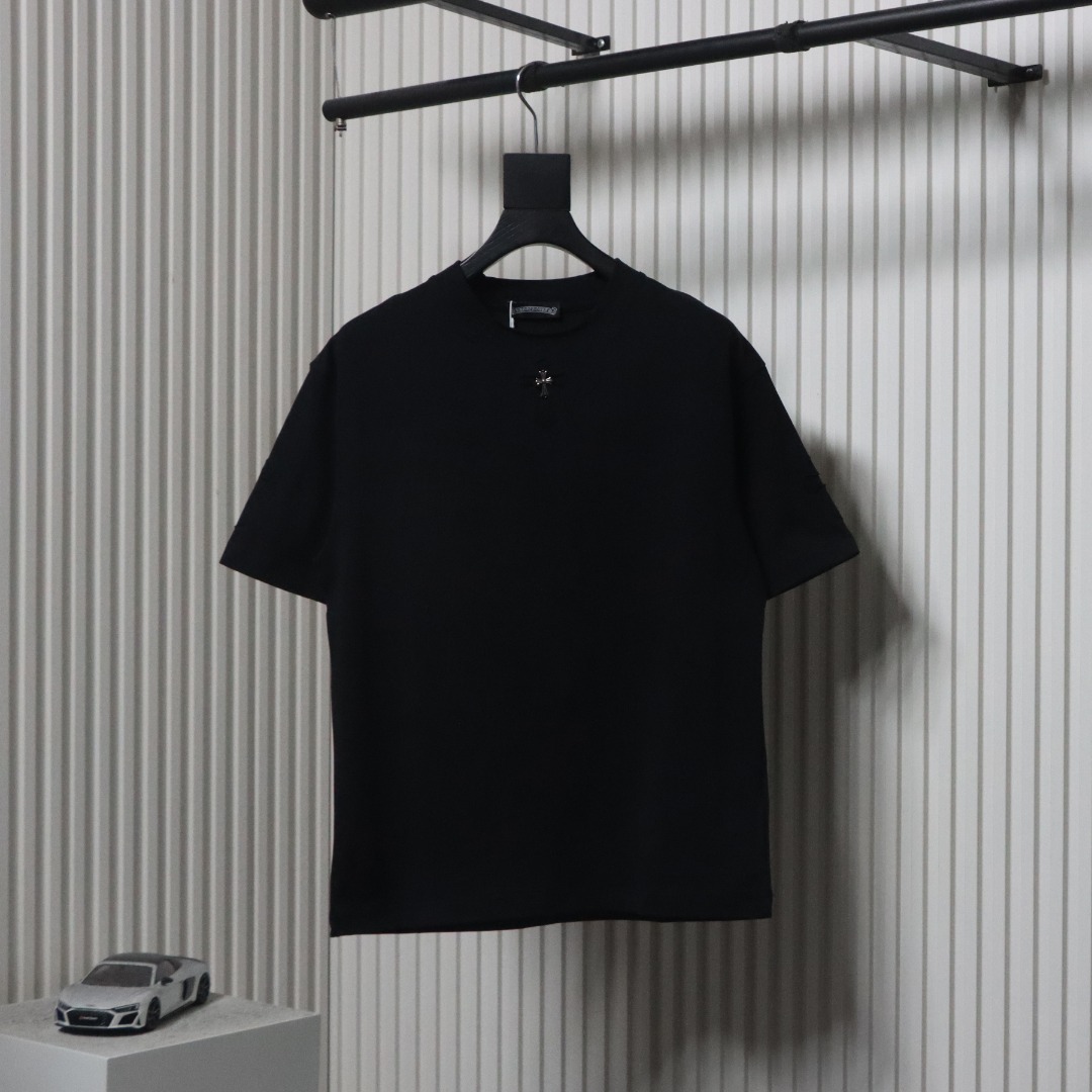 Chrome Hearts 25ss Cut-out Patchwork With Silver Cross Embroidery T-shirt Black