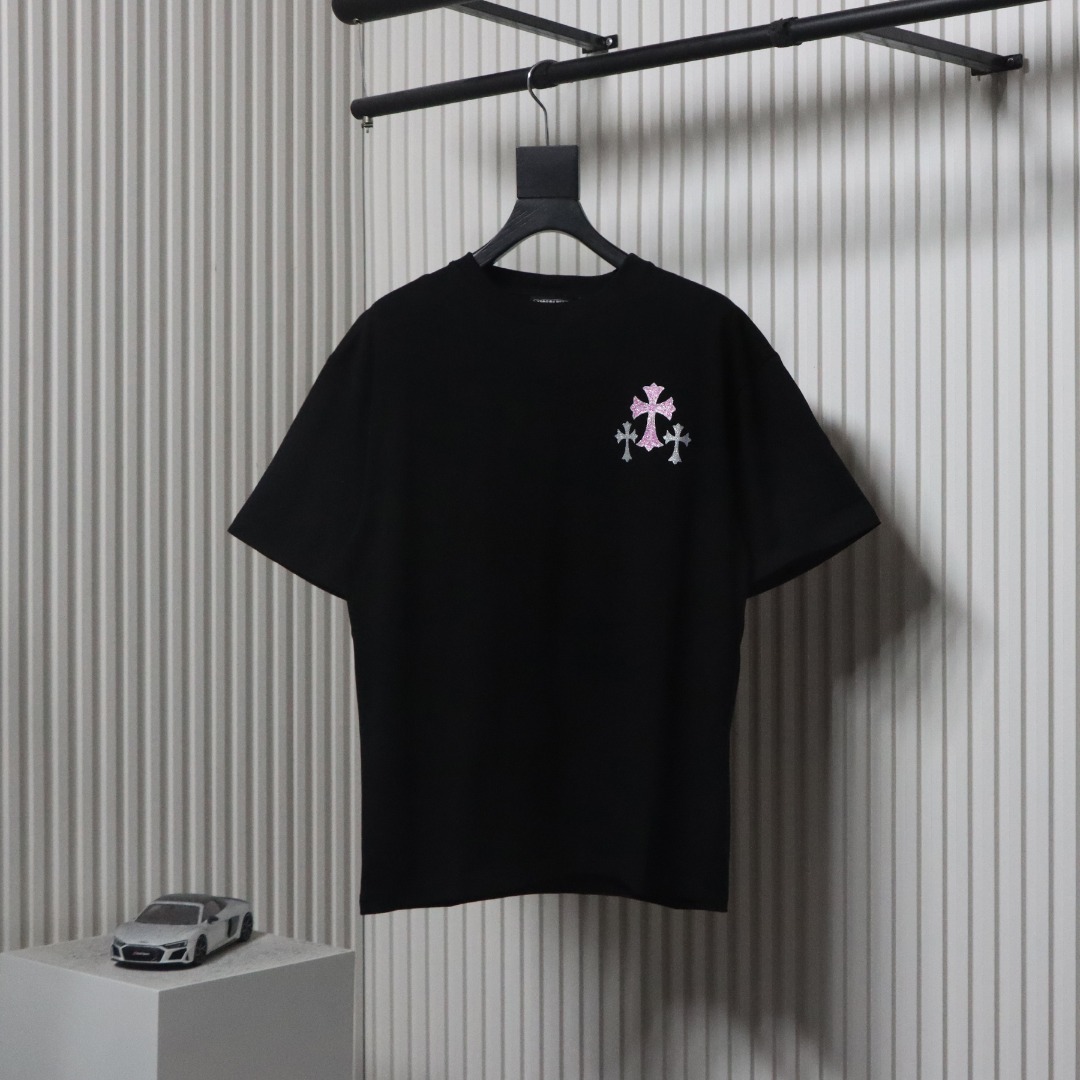 Chrome Hearts 25ss Glitter Logo Print T-shirt Black