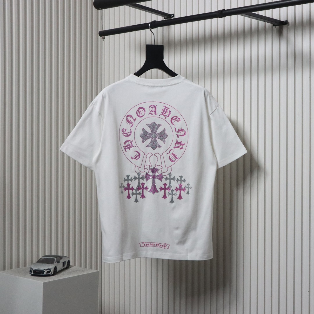 Chrome Hearts 25ss Glitter Logo Print T-shirt White