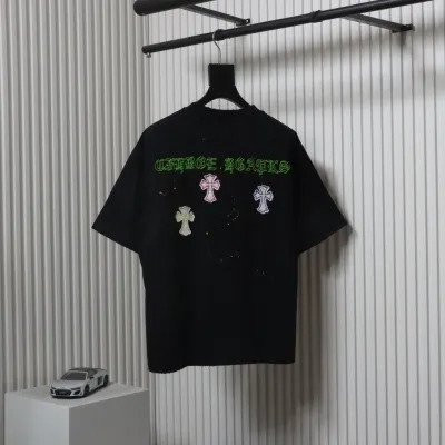 Chrome Hearts 25ss Graffiti Cross Patch Embroidery Washed T-shirt Black 02
