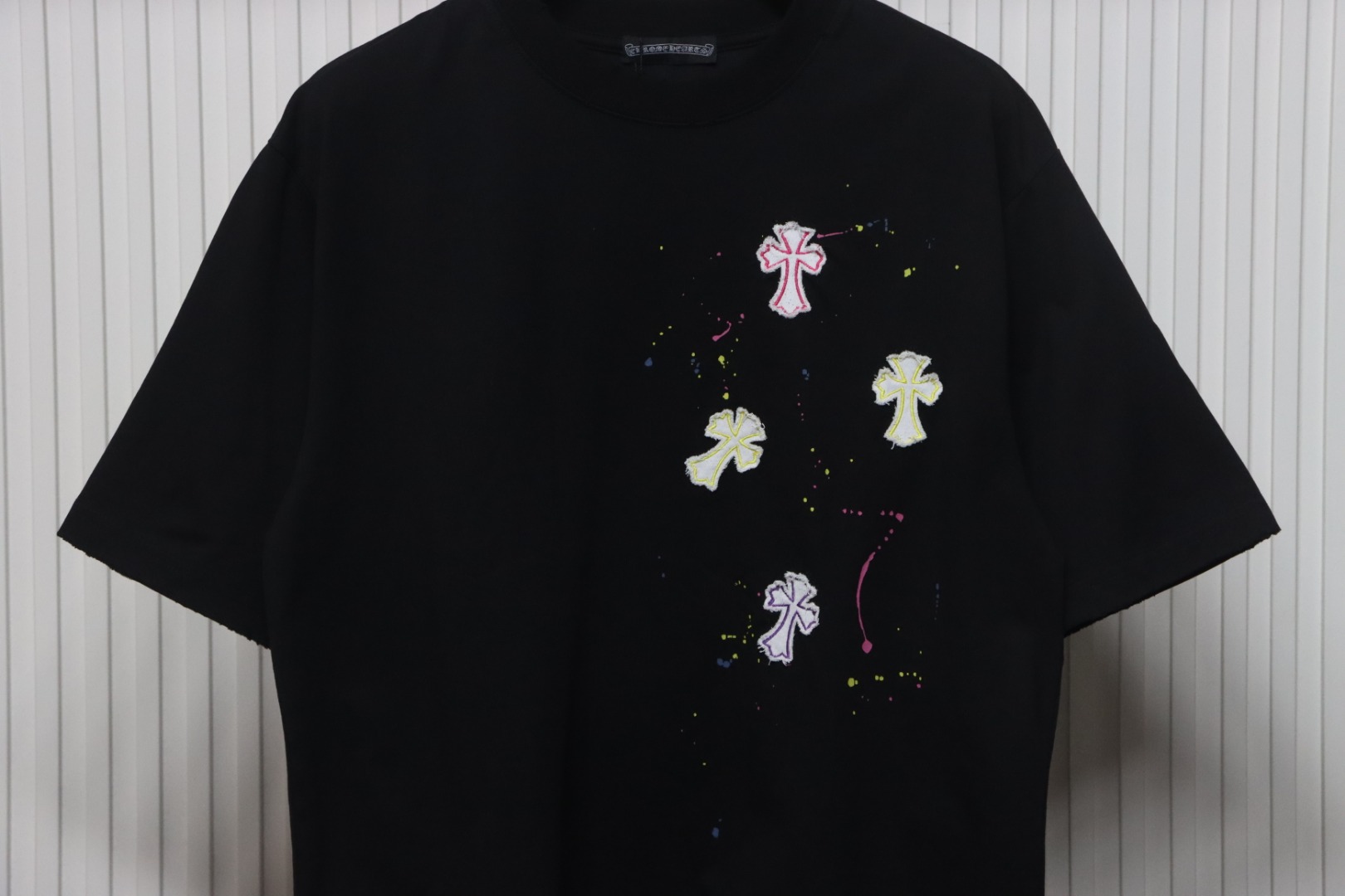 Chrome Hearts 25ss Graffiti Cross Patch Embroidery Washed T-shirt Black