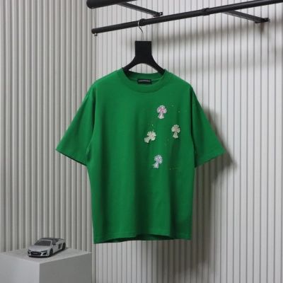 Chrome Hearts 25ss Graffiti Cross Patch Embroidery Washed T-shirt Green 01