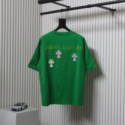 Chrome Hearts 25ss Graffiti Cross Patch Embroidery Washed T-shirt Green 02