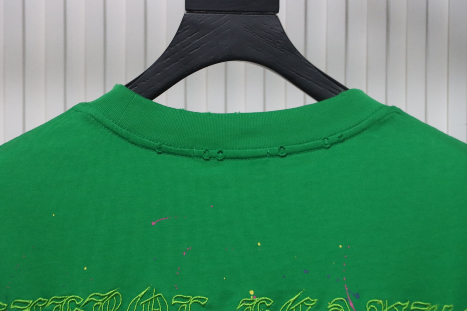 Chrome Hearts 25ss Graffiti Cross Patch Embroidery Washed T-shirt Green