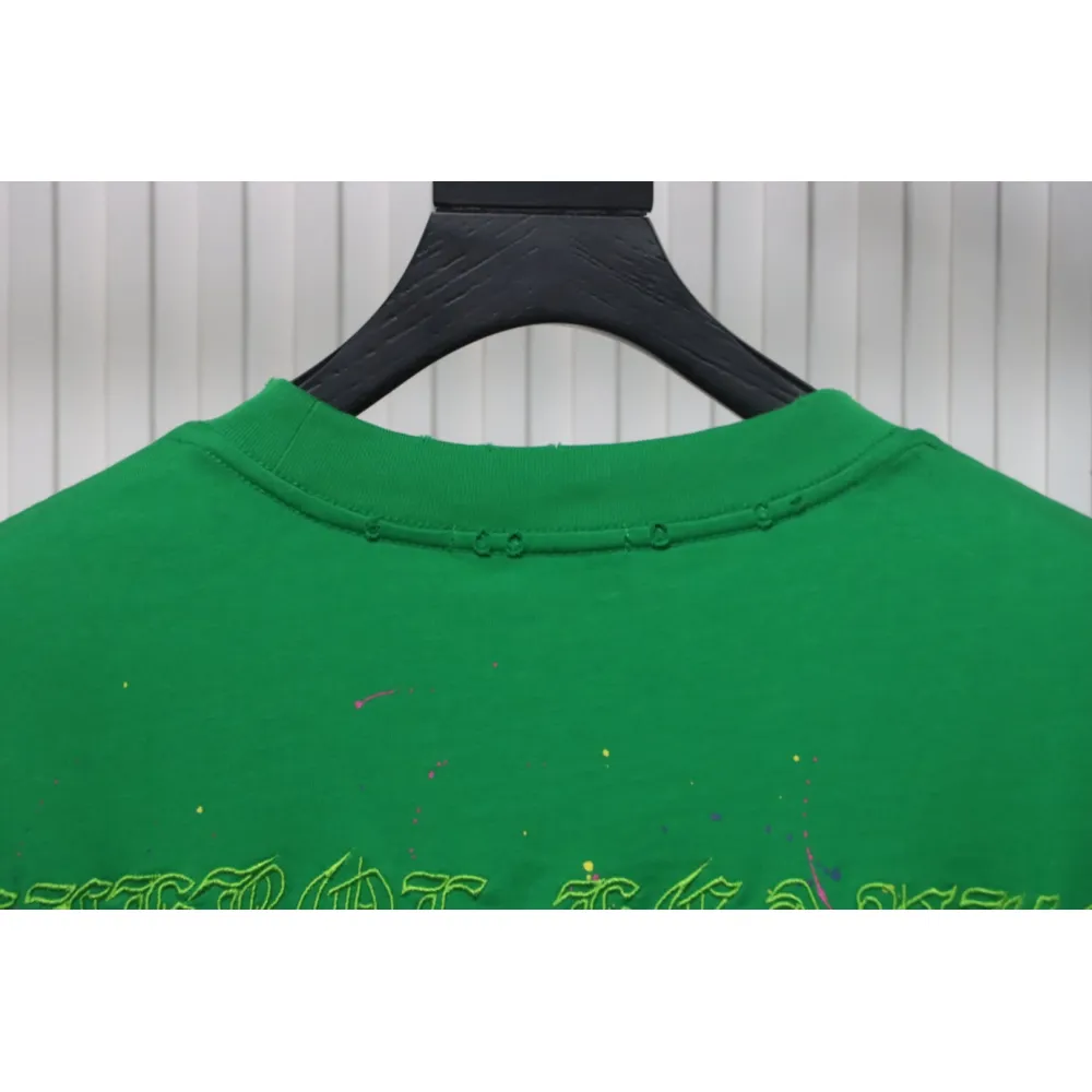 Chrome Hearts 25ss Graffiti Cross Patch Embroidery Washed T-shirt Green
