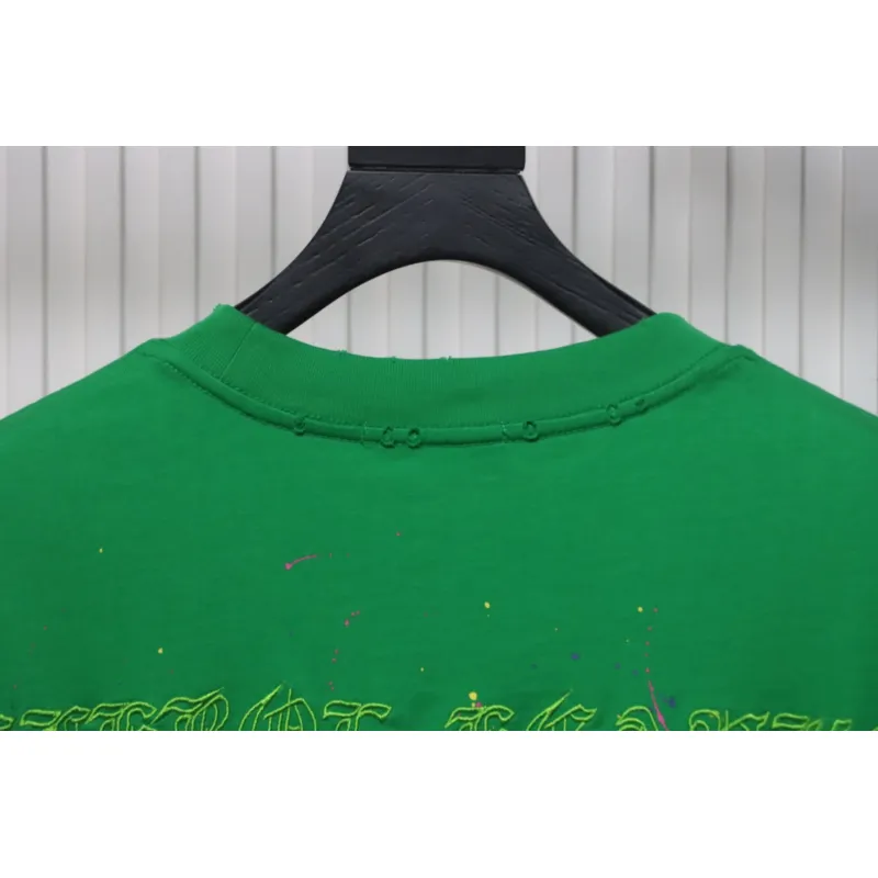 Chrome Hearts 25ss Graffiti Cross Patch Embroidery Washed T-shirt Green