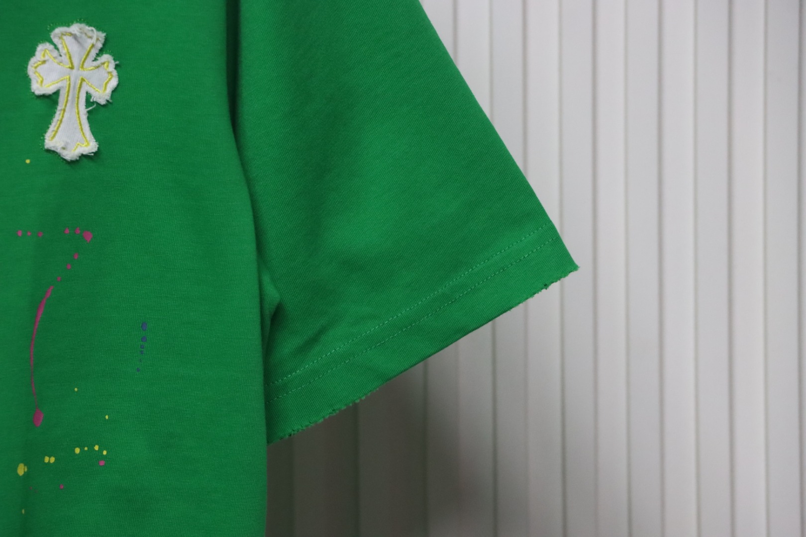 Chrome Hearts 25ss Graffiti Cross Patch Embroidery Washed T-shirt Green