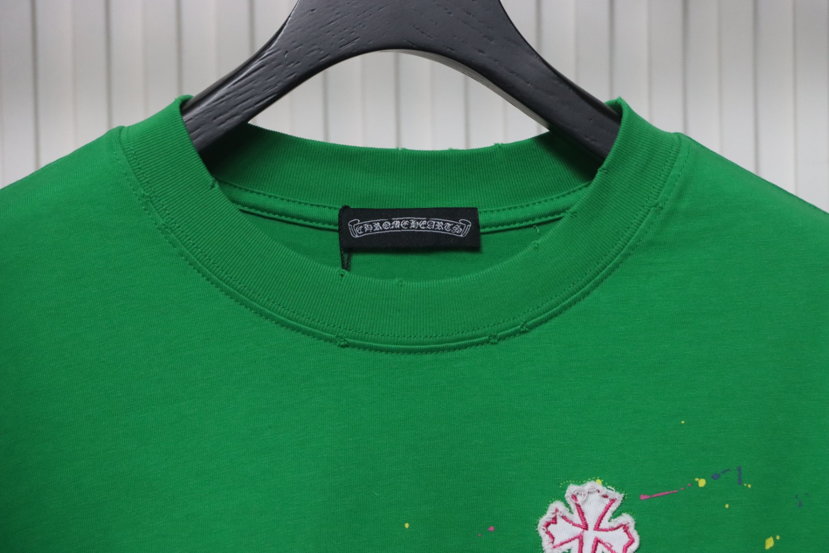 Chrome Hearts 25ss Graffiti Cross Patch Embroidery Washed T-shirt Green