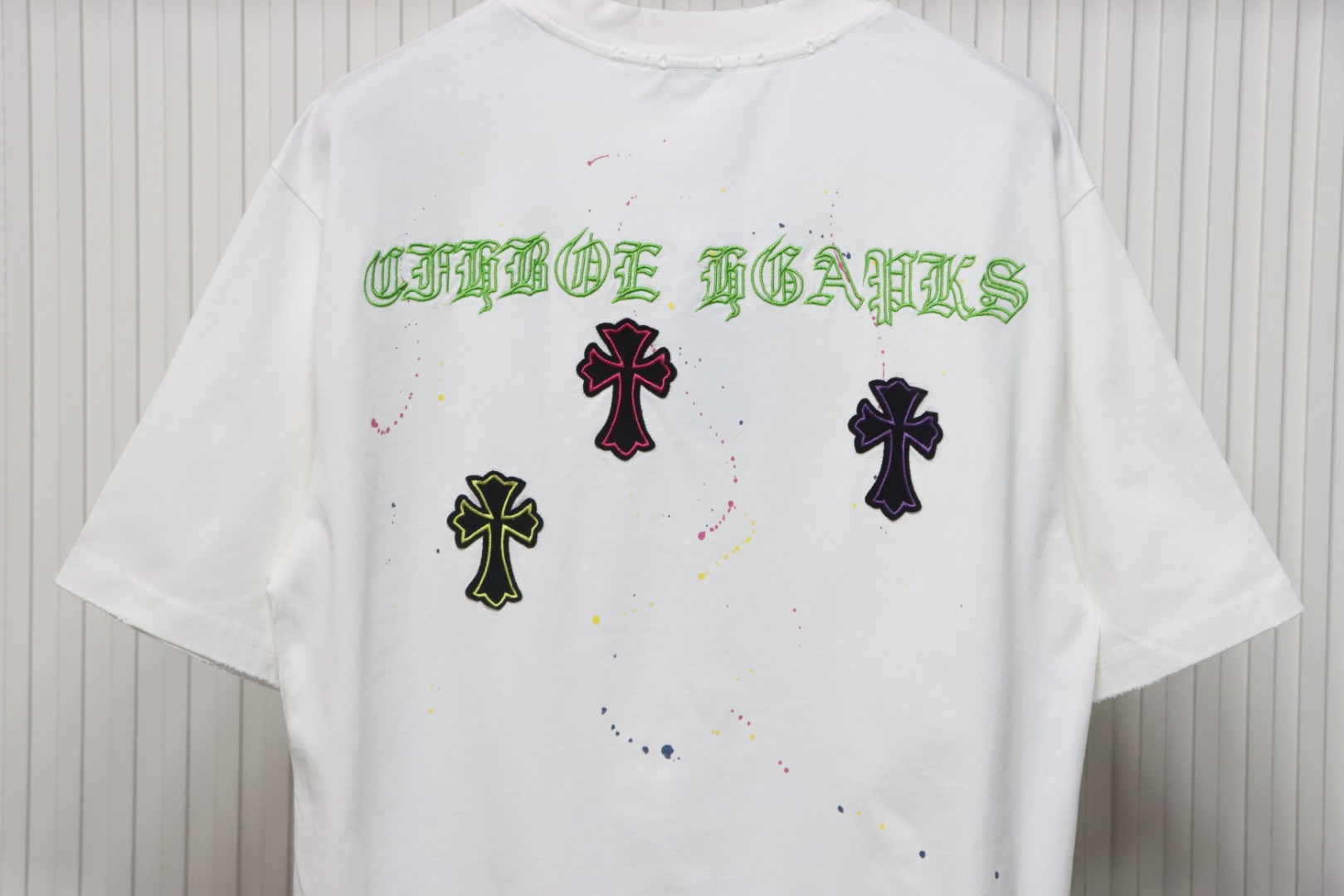 Chrome Hearts 25ss Graffiti Cross Patch Embroidery Washed T-shirt White