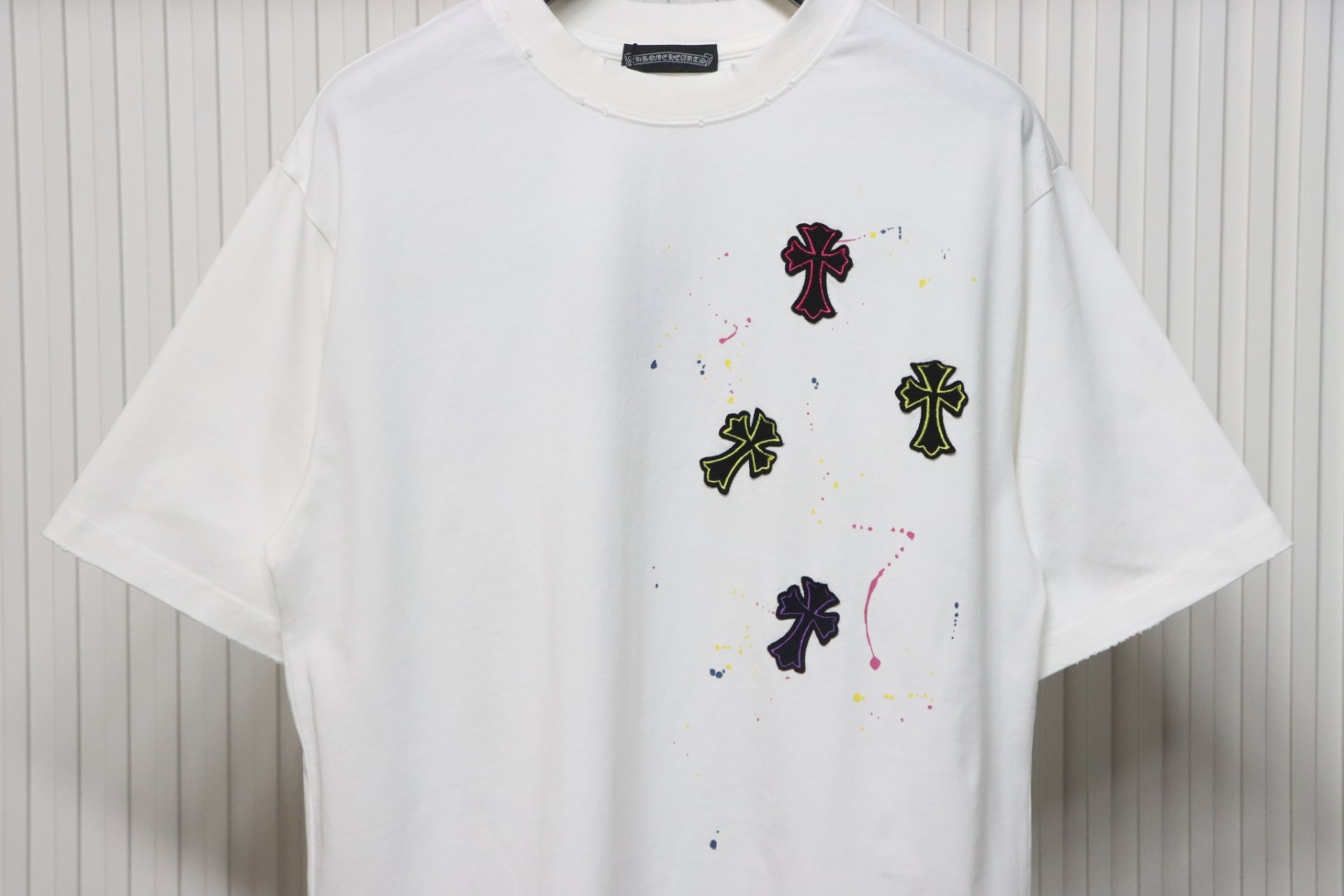 Chrome Hearts 25ss Graffiti Cross Patch Embroidery Washed T-shirt White
