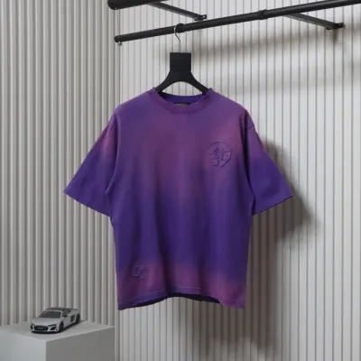 Chrome Hearts 25ss Horseshoe Patch Embroidery Burnout Washed Holes T-shirt Purple 01