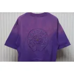 Chrome Hearts 25ss Horseshoe Patch Embroidery Burnout Washed Holes T-shirt Purple