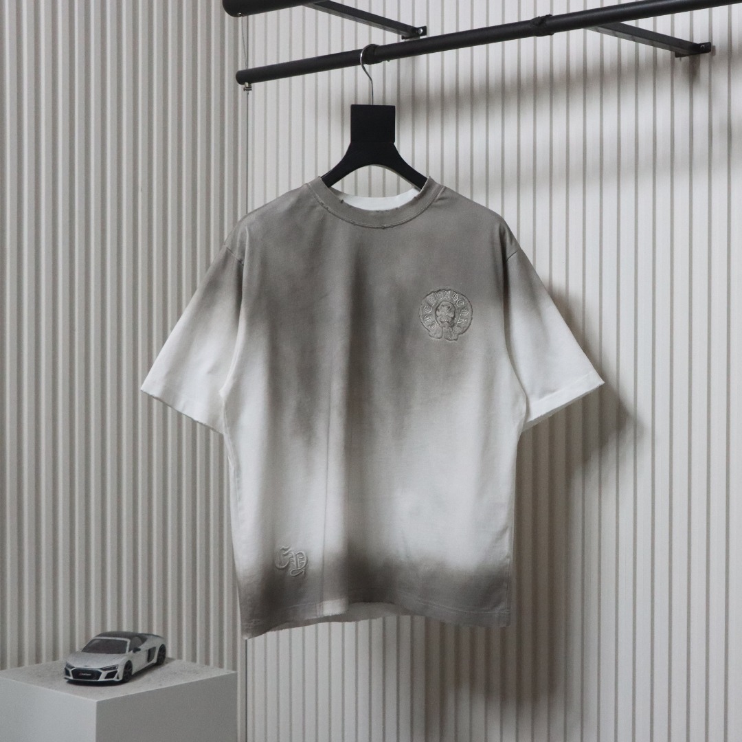 Chrome Hearts 25ss Horseshoe Patch Embroidery Burnout Washed Holes T-shirt White