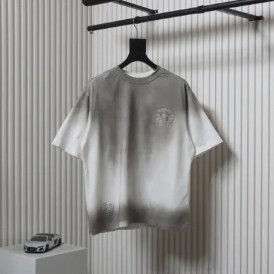 Chrome Hearts 25ss Horseshoe Patch Embroidery Burnout Washed Holes T-shirt White 01
