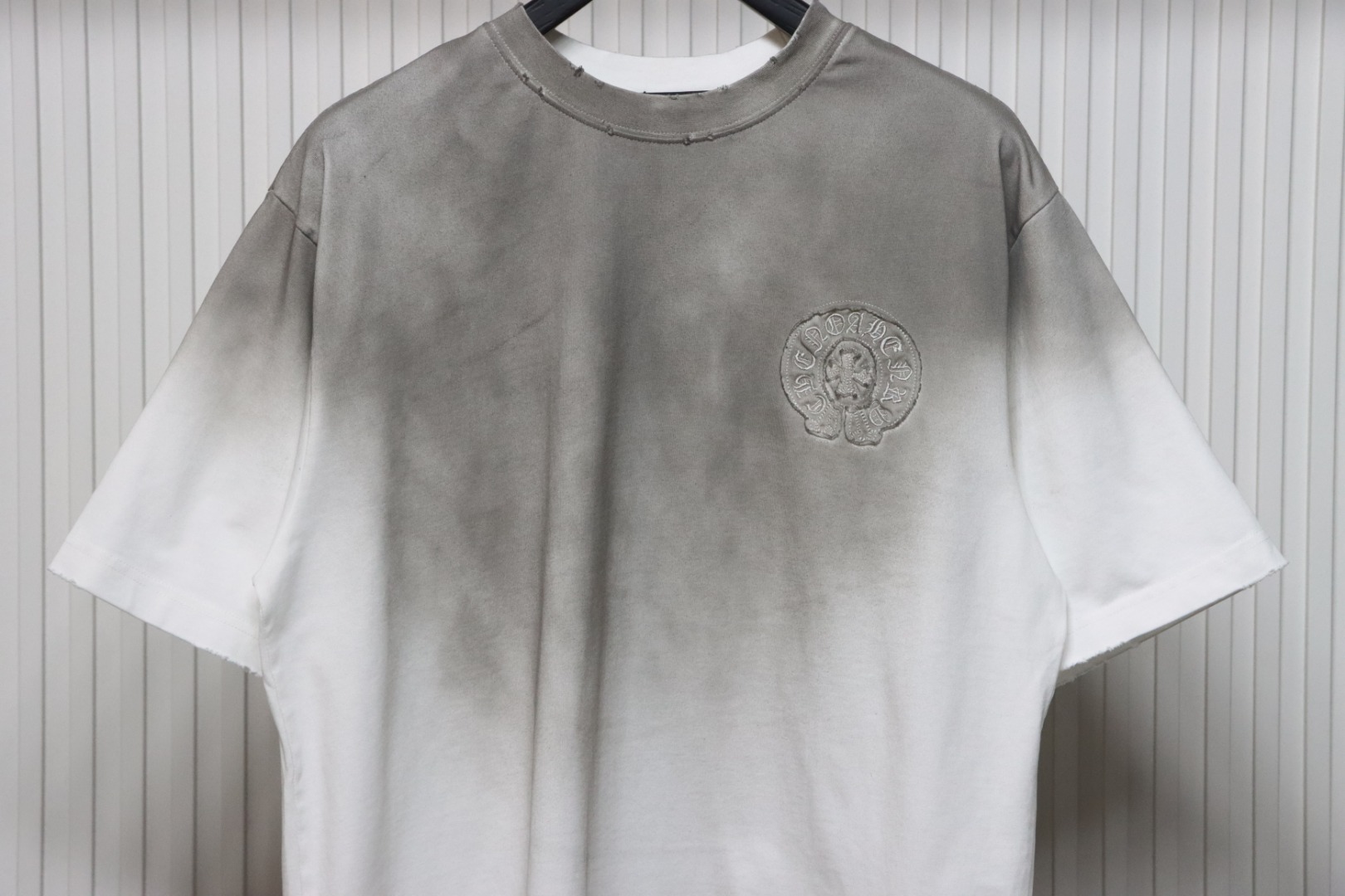 Chrome Hearts 25ss Horseshoe Patch Embroidery Burnout Washed Holes T-shirt White