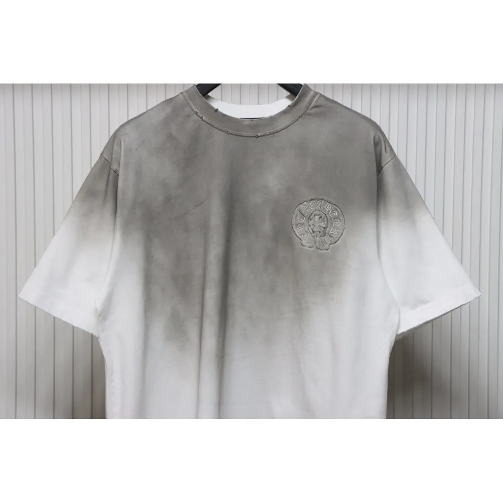 Chrome Hearts 25ss Horseshoe Patch Embroidery Burnout Washed Holes T-shirt White