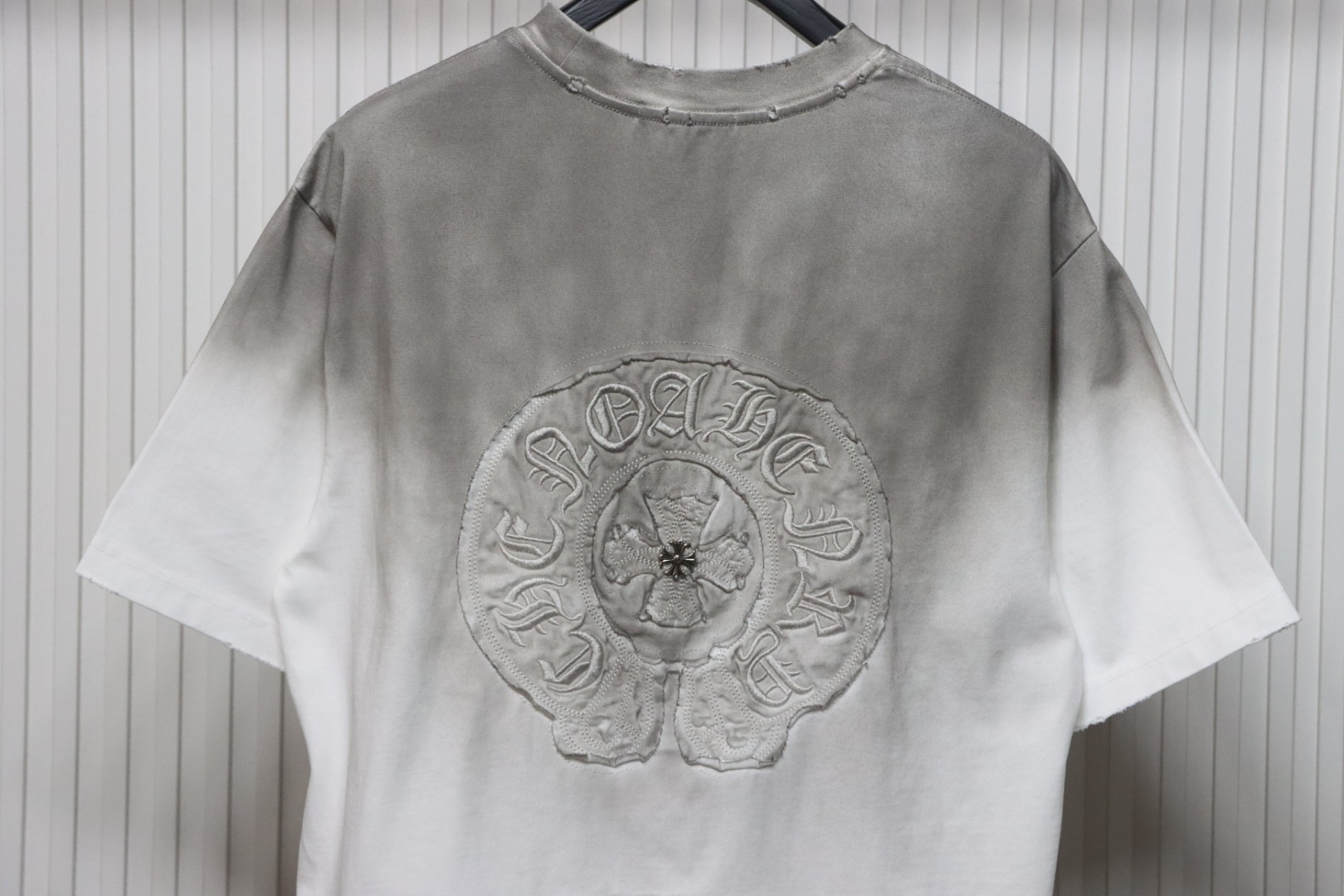 Chrome Hearts 25ss Horseshoe Patch Embroidery Burnout Washed Holes T-shirt White
