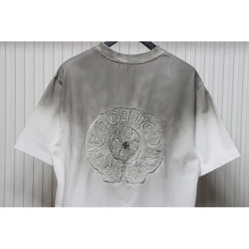 Chrome Hearts 25ss Horseshoe Patch Embroidery Burnout Washed Holes T-shirt White
