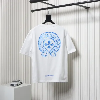 Chrome Hearts 25ss Oil Painting Overlapping Horseshoe Logo T-shirt White 02