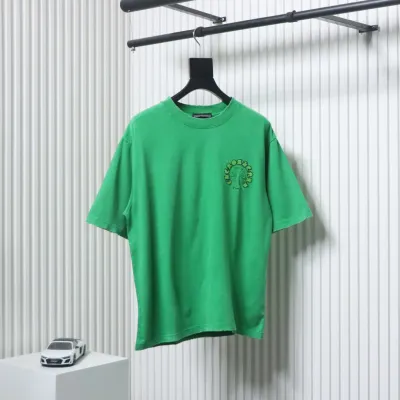 Chrome Hearts 25ss Sanskrit Horseshoe Cross Patch Embroidered Washed T-shirt Green 01