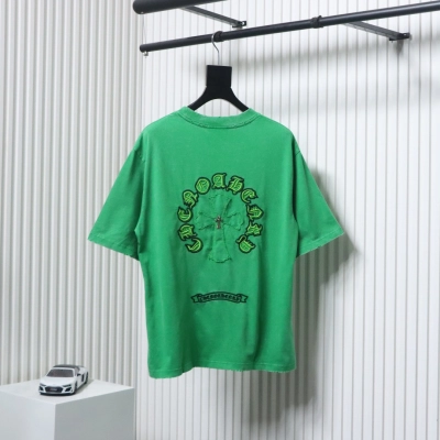 Chrome Hearts 25ss Sanskrit Horseshoe Cross Patch Embroidered Washed T-shirt Green 02
