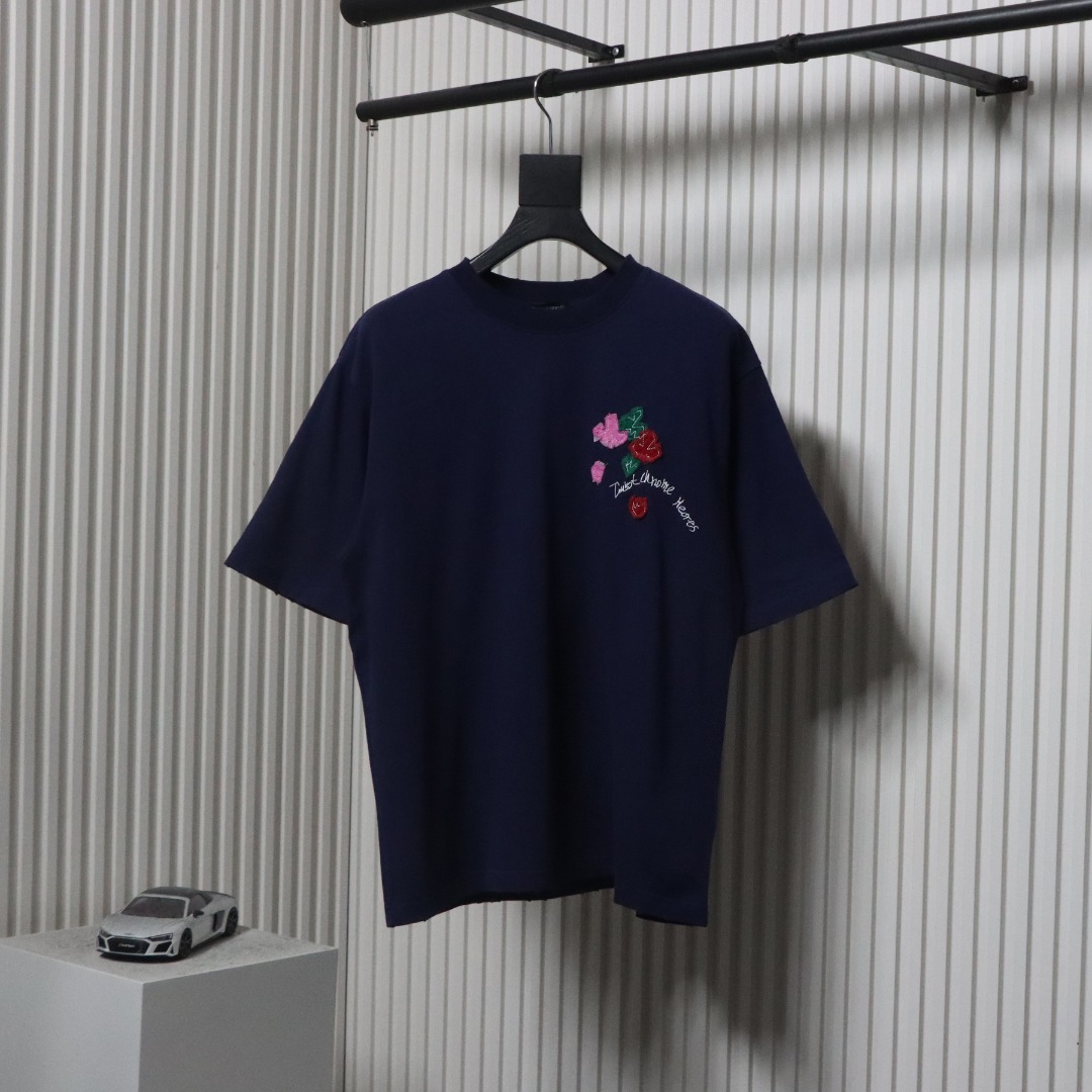 Chrome Hearts 25ss Valentine's Day Patch Embroidery Graffiti T-shirt Navy